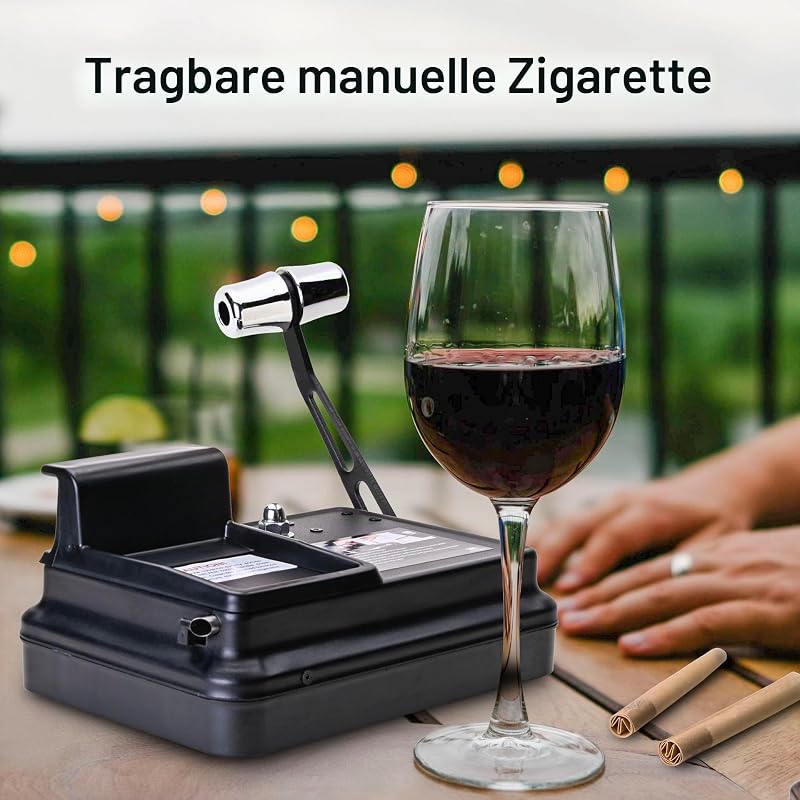 Zigarettenstopfmaschine für 8-mm-Zigaretten inklusive Zigarettenetui + 20 ungebleichten Filterhülsen und praktischem Zubehör