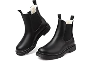 ZIITOP Womens Chelsea Boots Warm Fur Lined Winter Boot Women Lug Sole Combat Mid Calf Slip On Chunky Ankle Booties