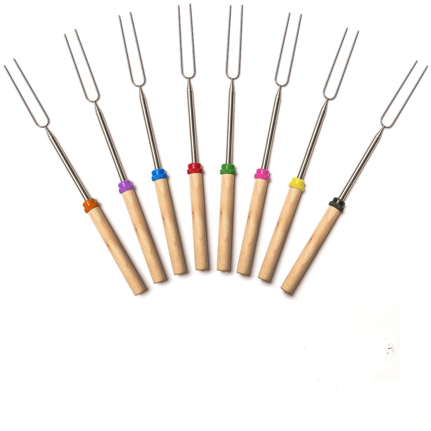 Tekstar Marshmallow Roasting Sticks, Extendable Forks, Telescoping Smores Skewers for Smores and Hot Dog Fire Pit Camping Cookware Campfire Cooking Kids