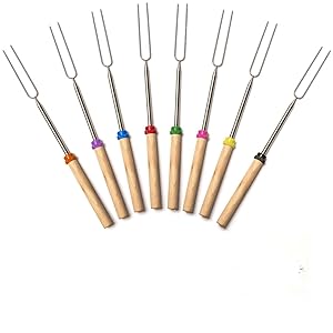 Tekstar Marshmallow Roasting Sticks, Extendable Forks, Telescoping Smores Skewers for Smores and Hot Dog Fire Pit Camping Cookware Campfire Cooking Kids