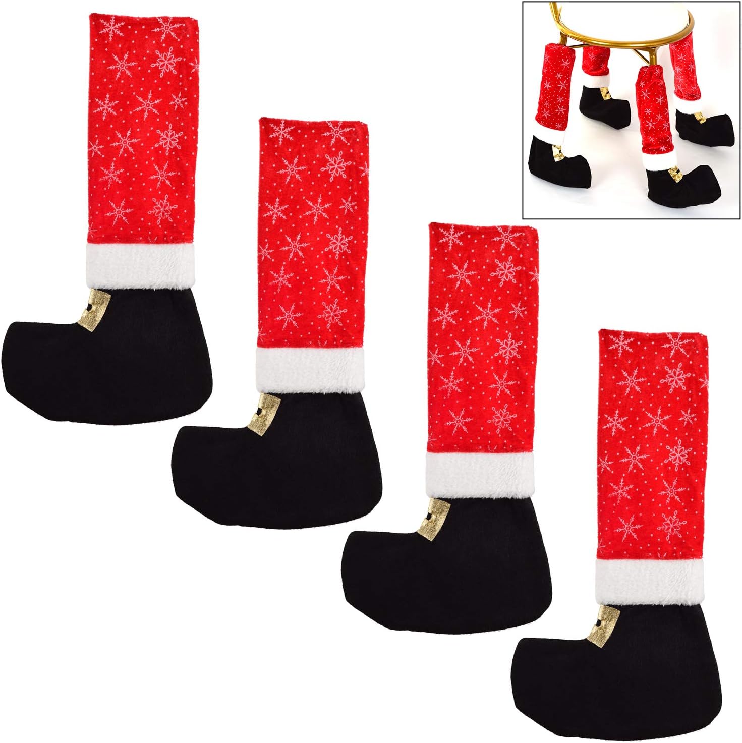 Woooow 4pc Christmas Chair Leg Foot Cover Table Decoration for Party Dinner Christmas