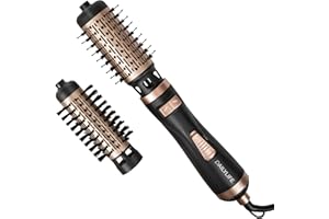 DAILYLIFE Blow Dryer Brush, Rotating Hair Dryer Brush with 2 Brushes (2" & 1.5"), Ceramic & Ionic Technology, Black & Gold