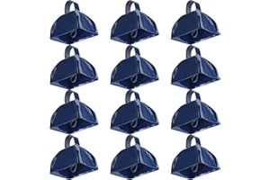 Foraineam 12 Pack Metal Cowbells with Handles, Blue Loud Call Bell Alarm Noise Makers, Hand Percussion Musical Instruments No
