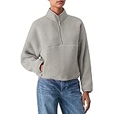 Locachy Women's Lightweight Half Zip Warm Fleece Sweatshirt Fall Winter Cozy Pullover Tops with Zipper Pockets