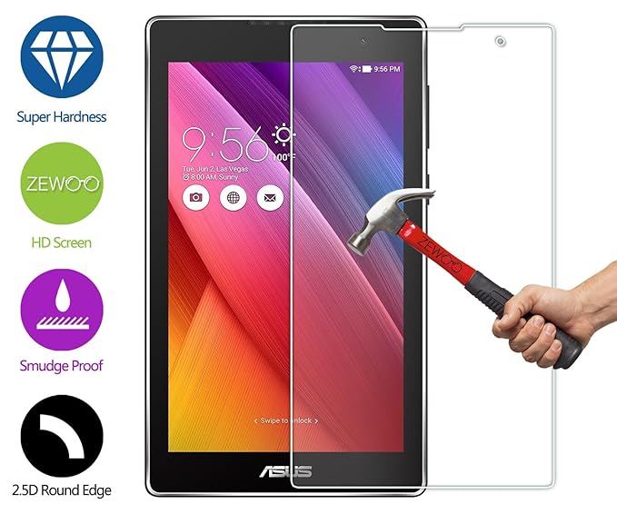 ZeWoo Display Glas Panzerfolie für Asus ZenPad C 7.0 Z170 Z170C (7.0 Zoll) Glasfolie Hartglas Schutzfolie 9H *2.5D, nur 0,33m