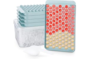 Geegoods Mini Ice Cube Trays,Round Ice Cube Mold,0.6in Small Ice Maker for Freezer for Easy Release,Circle Ice Trays with Lid & Bin,104x4 PCS Cube Tray for Chilling Drinks Coffee Juice Cocktail