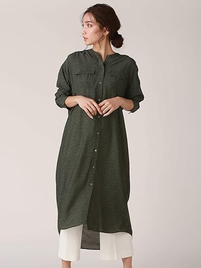 Amazon ロートレアモン Lautreamont 2wya可 オリジナルプリントの総柄ワンピース 9号 ゴールド系その他 ワンピース チュニック 通販