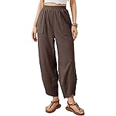 Xiaoxuemeng Womens Baggy Wide Leg Pants Casual Elastic Waisted Palazzo Harem Pants with Pockets