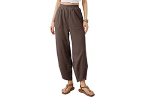 Xiaoxuemeng Womens Baggy Wide Leg Pants Casual Elastic Waisted Palazzo Harem Pants with Pockets