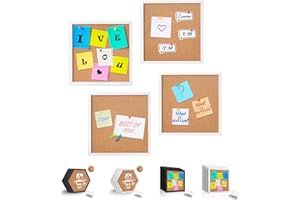 Facilife 4 Packs Pin Board Square Cork Board, Black Framed Bulletin Board, Cork Boards for Walls with Frame, Decorative Bulletin Board for Office, School & Home