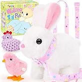 Tagitary Plush Toys Interactive Bunny for Kids That Wiggling Ears,Hopping,Twitching Nose with Sounds,Realistic Rabbit Toy with Leash,Golden Egg,Wind Up Toys,Easter Birthday Gift for Toddlers