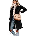 Hooever Women's Winter Wool Coat Casual Notch Lapel Single-Breasted Peacoat