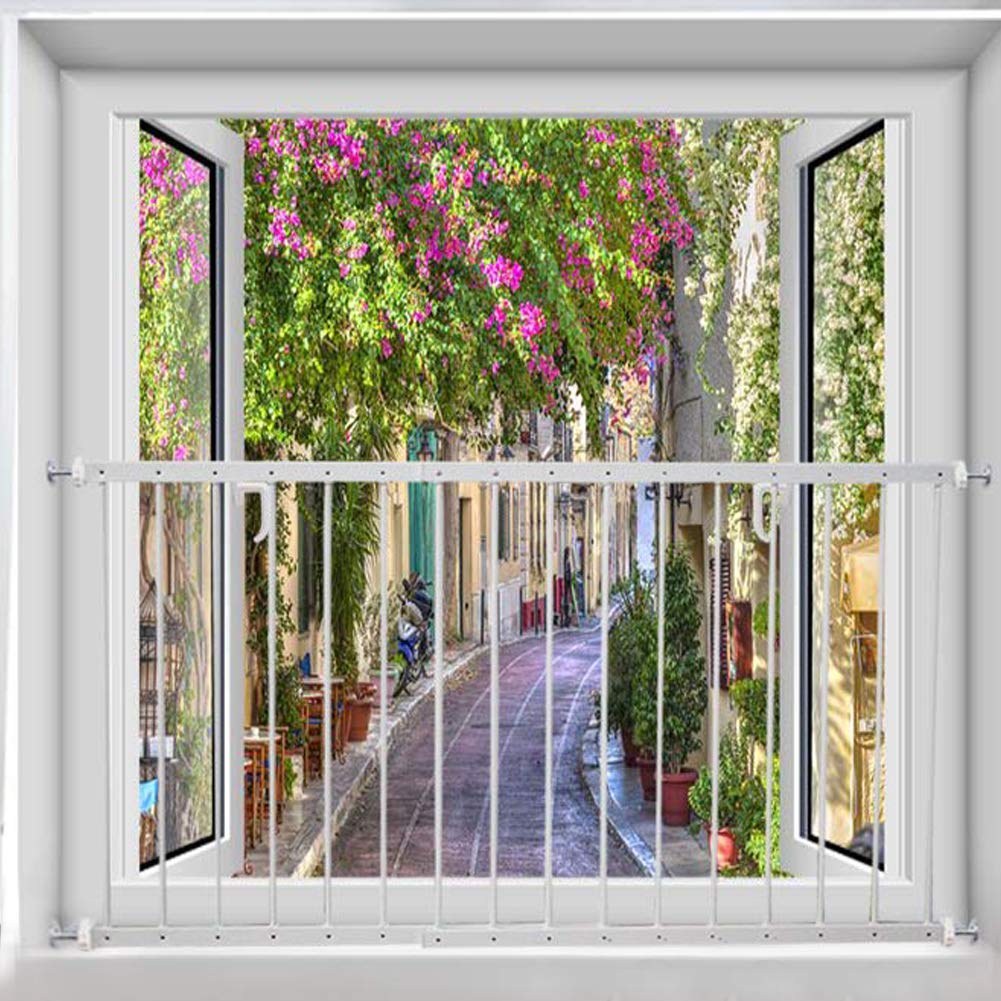 Window Security Bars, Fairy Baby French Balcony Railing Indoor Window Grille Balustrades Window Guard Rail Window Bars Window Protection for Children (36.22 "-61.42", White)