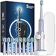 Rtauys M5 Sonic Electric Toothbrush for Adults and Kids - Rechargeable Electric Toothbrush Kids Ages 12+ and Adults with 8 Brush Heads & Travel Case, 120 Days Battery Life - Light Purple