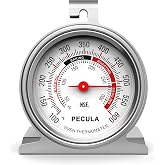 PECULA Stainless Steel Oven Thermometer Large Dial &ndash; Instant Read, 50-300&deg;C / 100-600&deg;F Accurate Temperature Gauge for Baking, Grilling, Roasting &amp; Meat Use