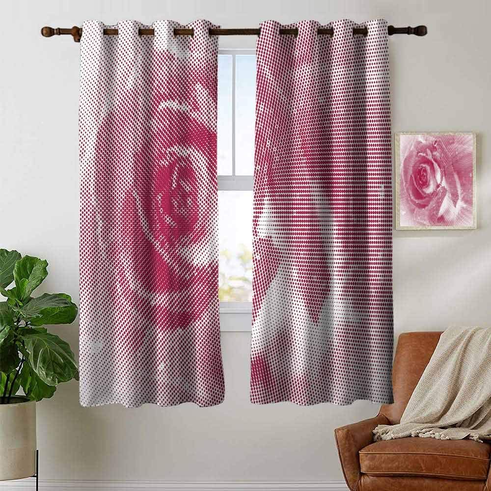 Bathroom Curtains Light Pink,Rose Petals in Halftone