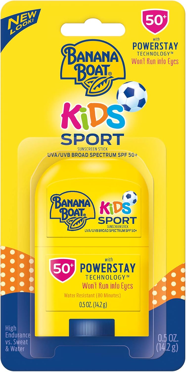 Banana Boat Kids Sport Broad Spectrum Sunscreen Stick with SPF 50, 0.5