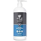 Aloe Up Sport Sunscreen Lotion SPF 30 - Broad Spectrum UVA/UVB Sunscreen Protector for Face and Body With Hydrating Aloe Vera Gel Non-Greasy No White Cast Reef Safe Fragrance-Free - 32 Oz.