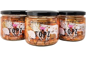 TOPZ Dog Food Chunky Beef & Veggies Broth Kibble Topper - 100% Natural Dog Food Topper in Beef Bone Broth with vegtables for 