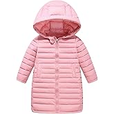 Happy Cherry Kids Long Down Coat Girls Zipper Puffer Hooded Jacket Boy's Lightweight Winter Jackets Outwear