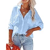 Breezy Lane Button Down Shirt for Women Beach Cover Up Long Sleeve Blouses