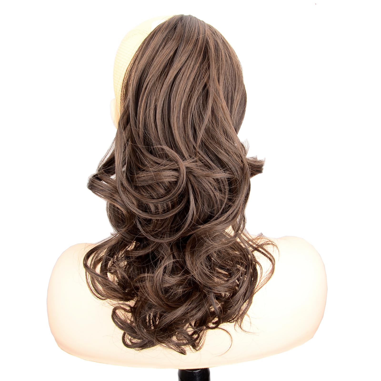 BOBIYA 13 Inches Claw Clip in Loose Curly Synthetic Wrap Around Ponytail Extensions Pony Tail Clip In Extensions (Copper Brown) — image 1
