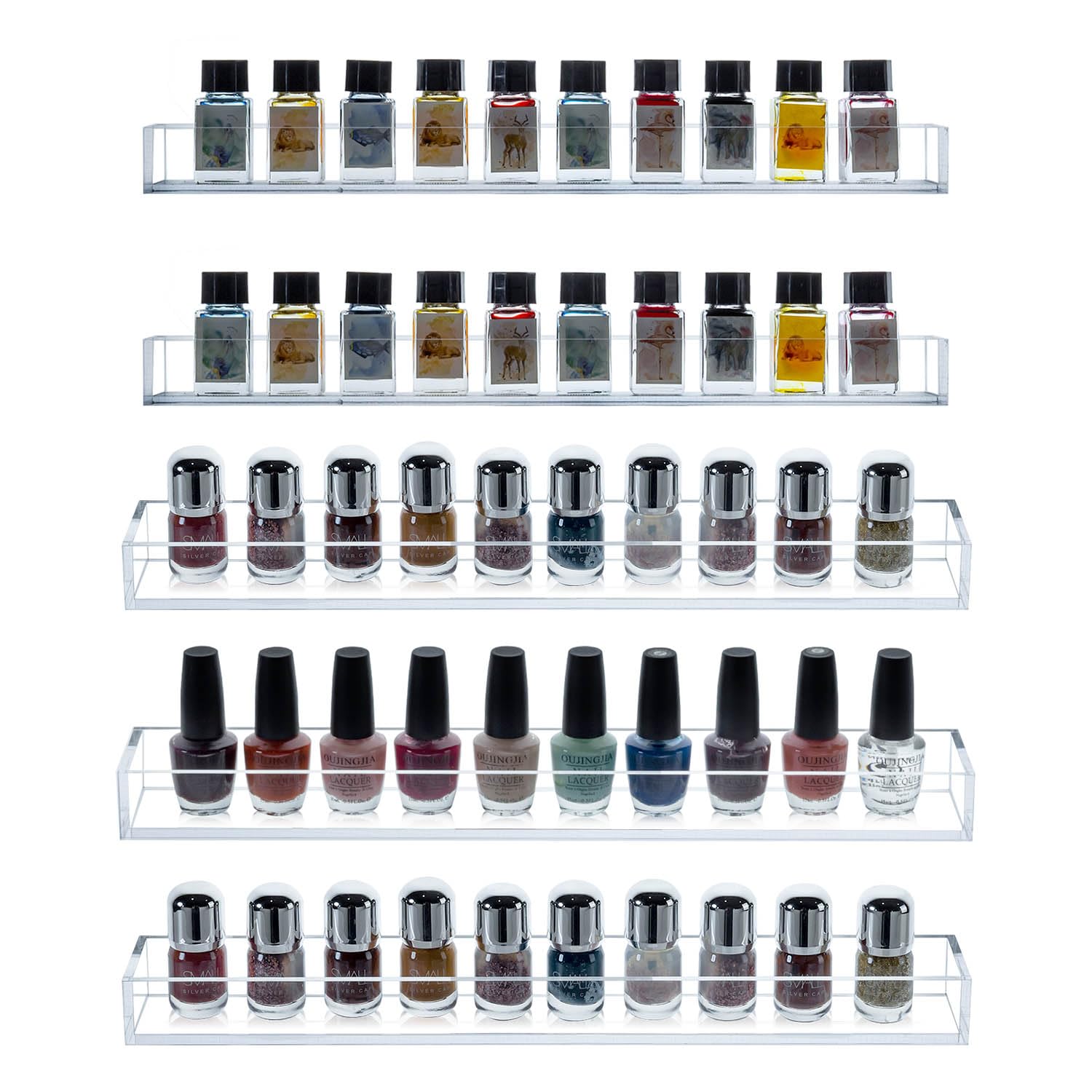MyGift 16 Inch Wall Mounted Premium Clear Acrylic Nail Polish and ...