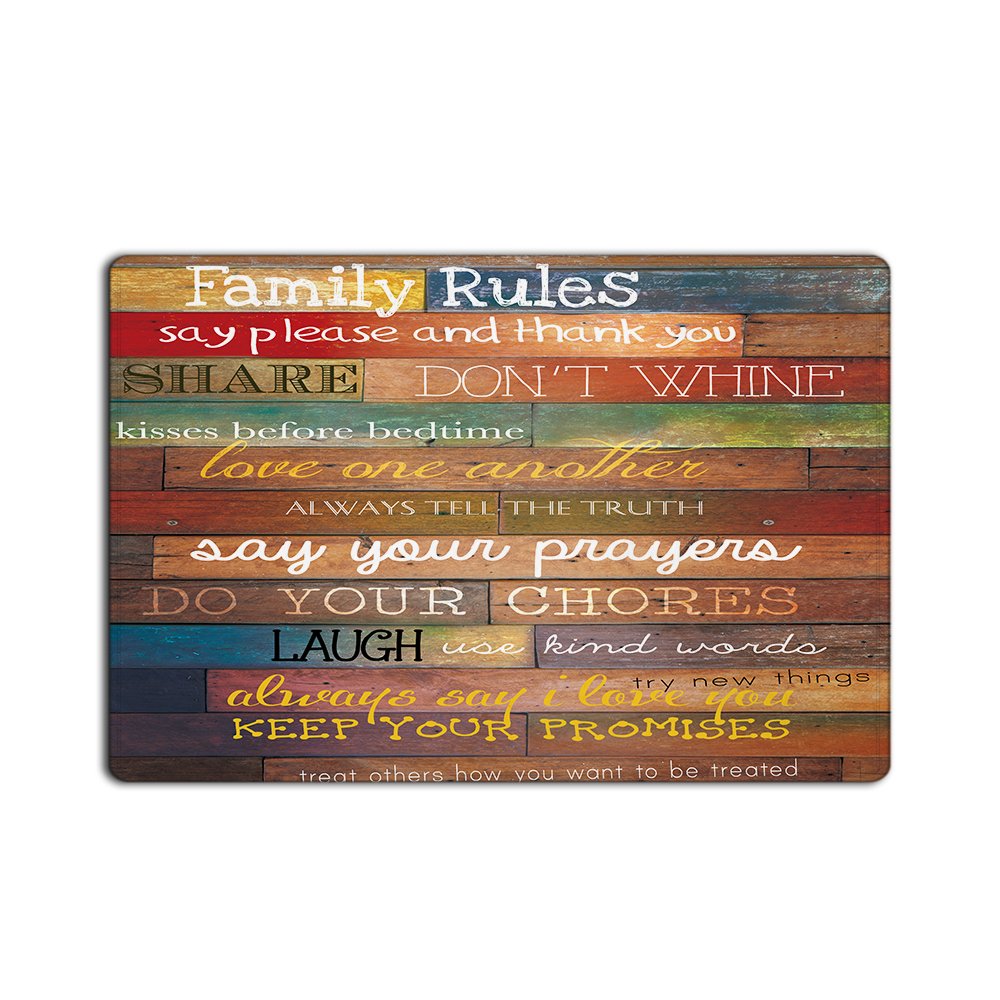 Amazon Com Rustic Old Barn Wood Family Rules Doormat Garden