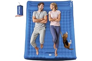 Hualonger Double Sleeping Pad Camping, 6" Extra Thick Camping Pad with Pillow Built-in Foot Pump Waterproof Inflatable Sleeping Mats for Camping, Backpacking, Hiking,Traveling Tent