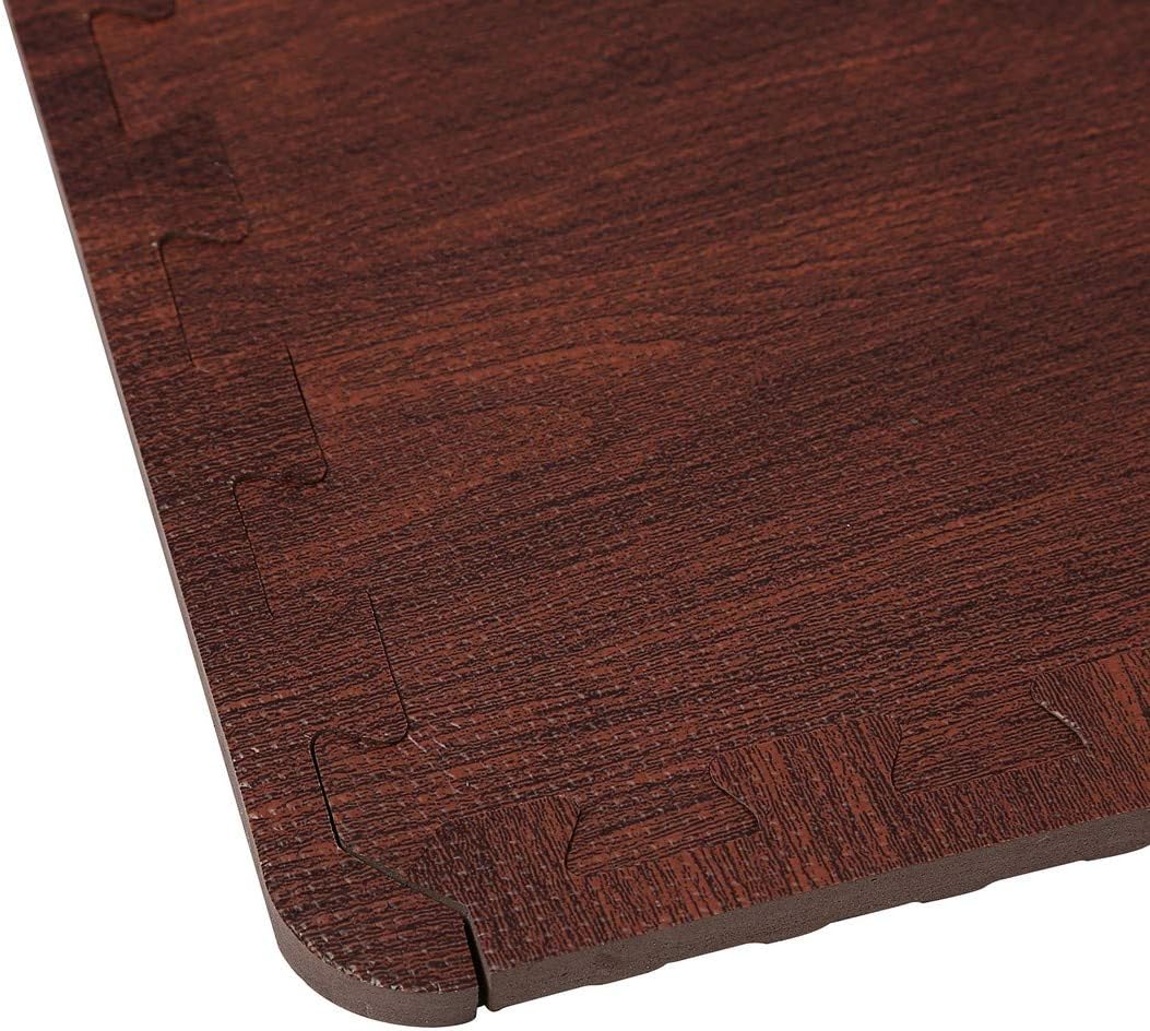 SUPERJARE 16 Tiles Eva Foam Interlocking Tiles Protective Flooring Mat with Borders Dark Wood Grain : Sports & Outdoors