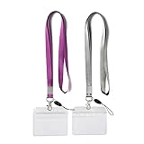 YOUOWO 2 Pack Horizontal Clear ID Badge Holders