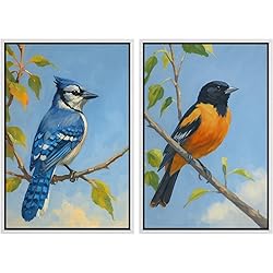 MUDECOR Framed Canvas Print Wall Art Set Blue Jay