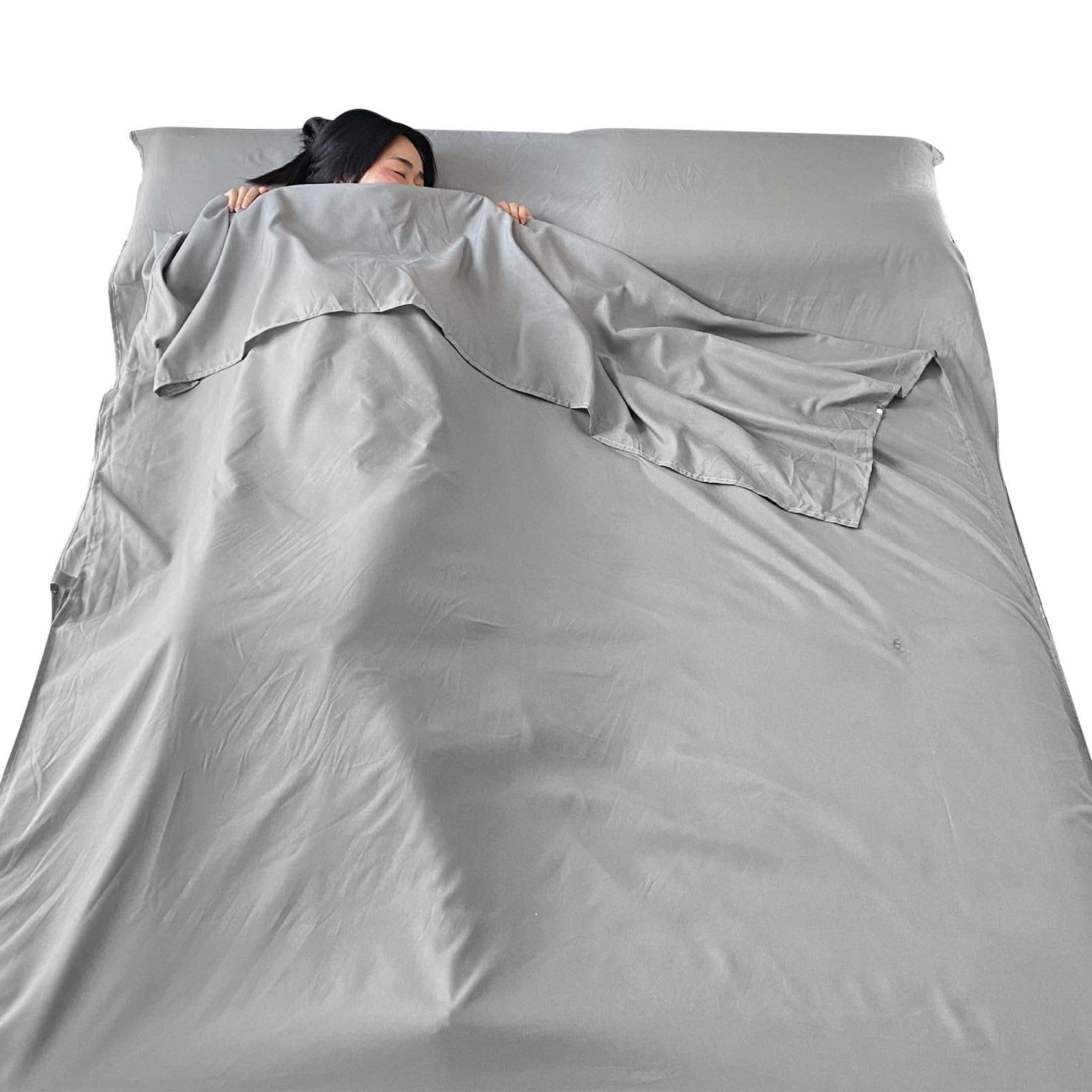Sleeping Bag Liner, Lightweight Sleeping Bag 210 x 115 cm, Cotton Feel Travel Sheet With Pillow Slot for Camping, Hiking, Hostels & One Of Your Backpacking Essentials