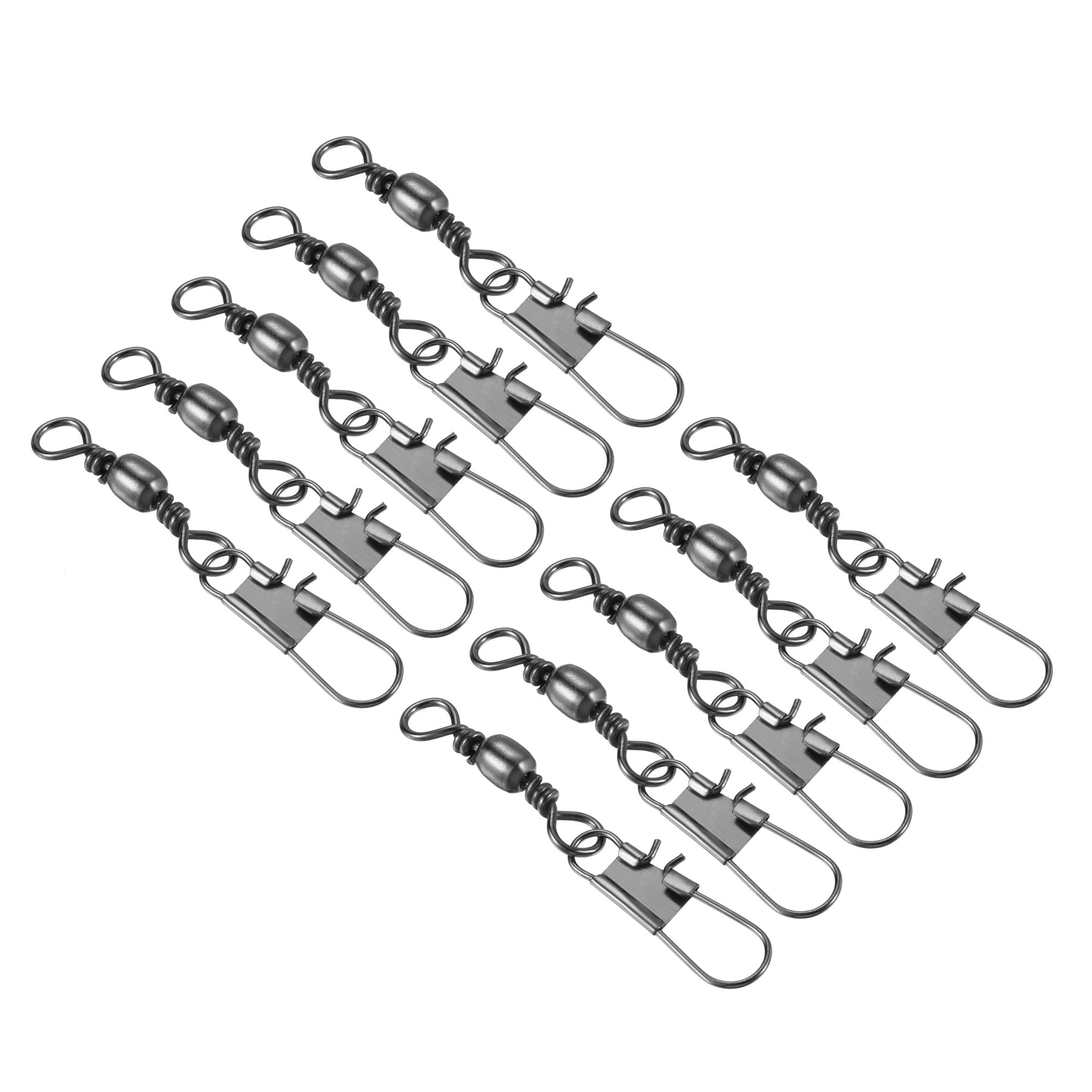 PATIKIL Fishing Barrel Swivel Snaps, 50Pcs 50mm 26LBS Stainless Steel Solid Ring Terminal Tackle for Saltwater Freshwater Fishing, Black