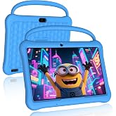 10 inch Android Tablet for Kids,64GB 1TB Expand,Parental Control Blue | Tabletas with Handheld,Kids App Pre-Installed,Educational Toddler Tablets WiFi,Bluetooth,6000mAh,Dual Camera,Type C