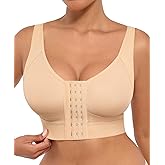 FeelinGirl Post Surgery Bras Front Closure Compression Bra Mastectomy Bras Surgical Wireless with Adjustable Straps