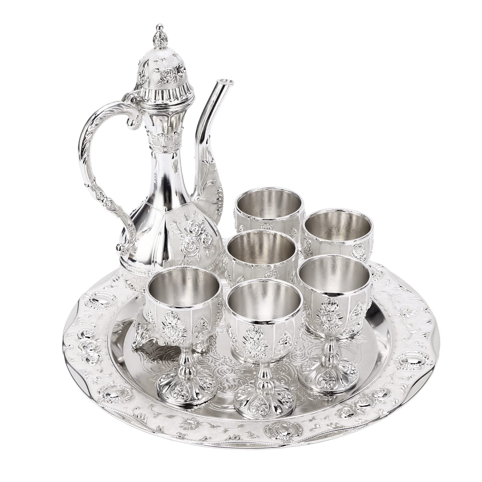 Hztyyier Vintage Turkish Coffee Cups Set Water Serving Set with Serving Tray, Turkish Islamic Decor, Coffee Cup Set, Tea Tray Teapot Tea Cups Home Decorations Gifts