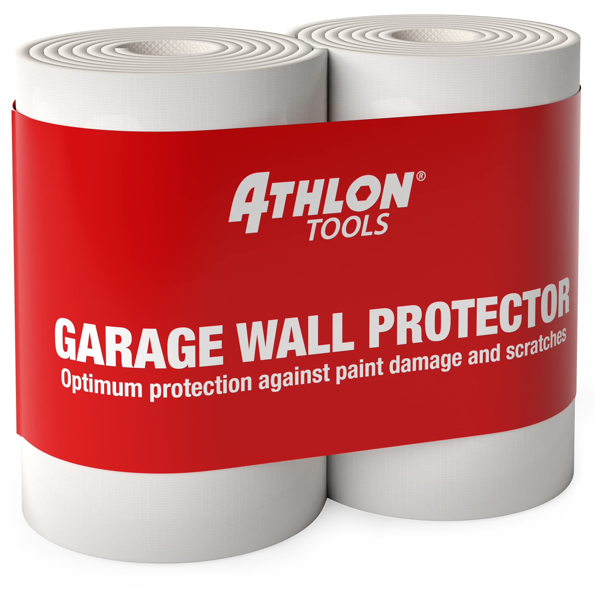 ATHLON TOOLS 2 rolls of FlexProtect garage wall protection, each 79’’ (2m) long, extra thick car door edge guard, self-adhesive, water resistant (White)