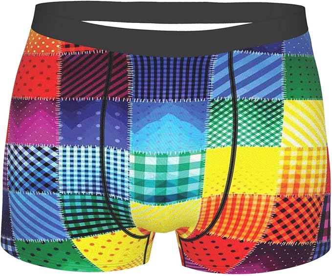 Rainbow Colored Square Geometric Underwear for Men Funny Underpants