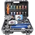 Hydraulic hose crimper AC crimping tool, air conditioning repair tool with barbed and beaded hose fittings for manual automobile A/C hose crimper kit with manual pump -QIeeSten(QI-7842)