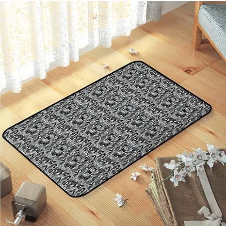 Amazon 小さなマット 暖かくて居心地の良い床敷物超柔らかい屋内モダンエリア敷物 カモフラージュパターンの抽象的な角度のある幾何学的図形ピクセルアートインスピレーショングレーブラックペールグレー W35 X L59 80x50cm 玄関マット オンライン通販