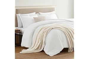 Homelike Moment Boho King Size Comforter Set White, 3 Pcs Lightweight Warm Jacquard King Bedding Comforter Set for All Seasons, Down Alternative Soft Comforter Sets King Size Bed with 2 Pillow Shams