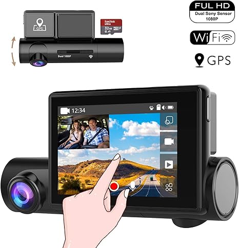 Amazon Com Matego Dual 1080p Wifi Dash Cam With 3 0 Touchscreen