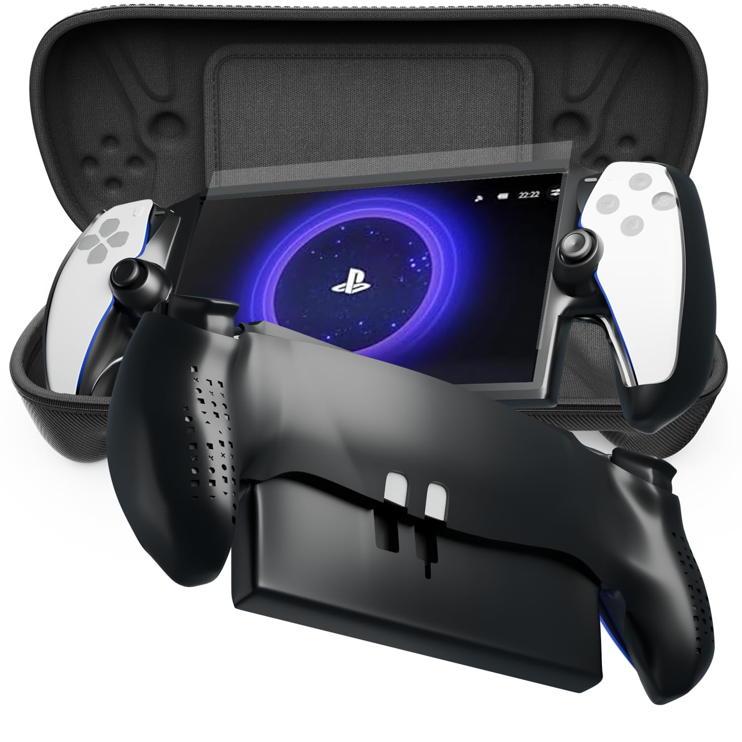 YTFGGY 3 in 1 PS Portal Accessories Compatible with Playstation, Screen Protector Tempered Glass, TPU Protective Cover, EVA Carrying Case for PS5 Portal