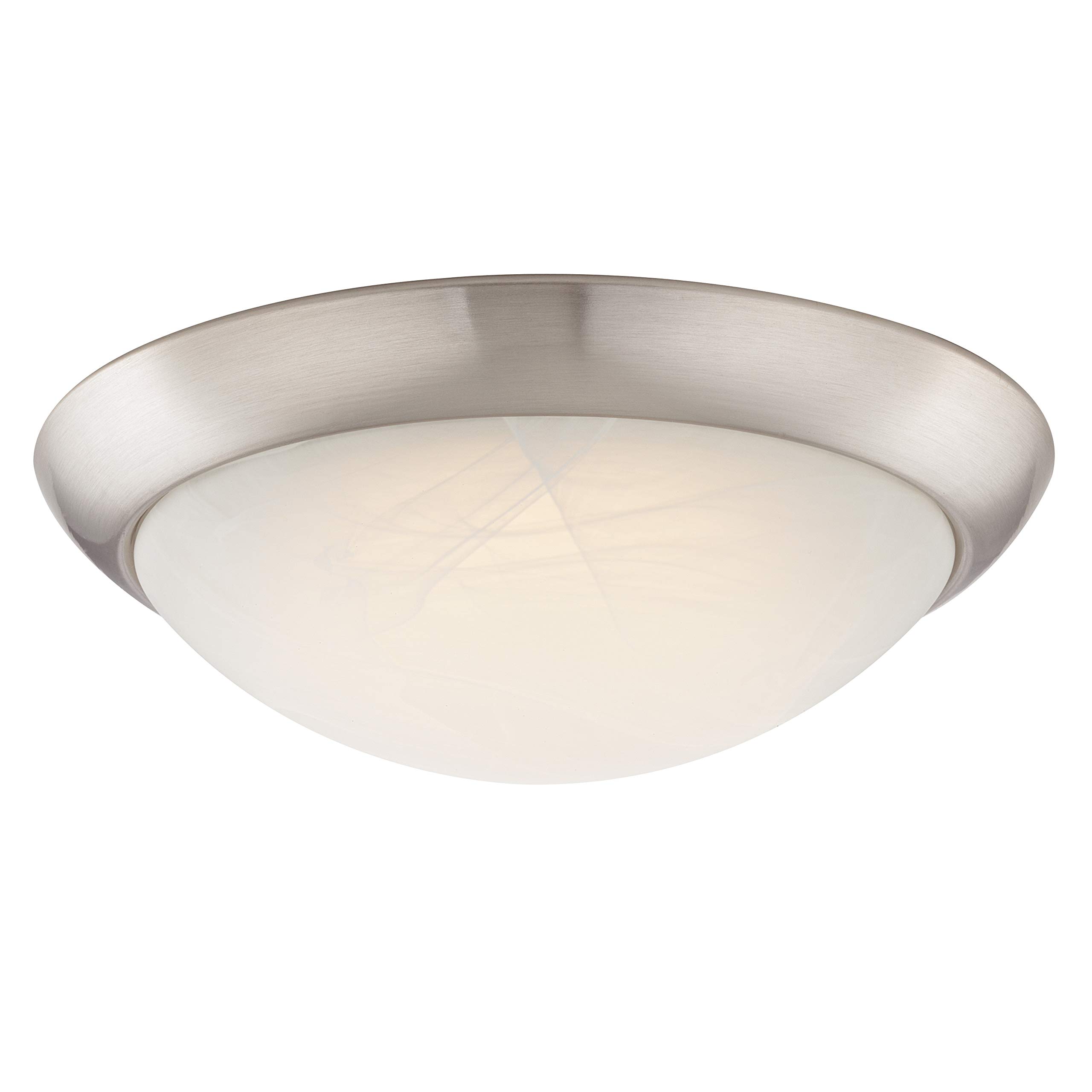 63088 28 cm Dimmable LED Indoor Flush Mount Ceiling Fixture, Brushed Nickel Finish with White Alabaster Glass