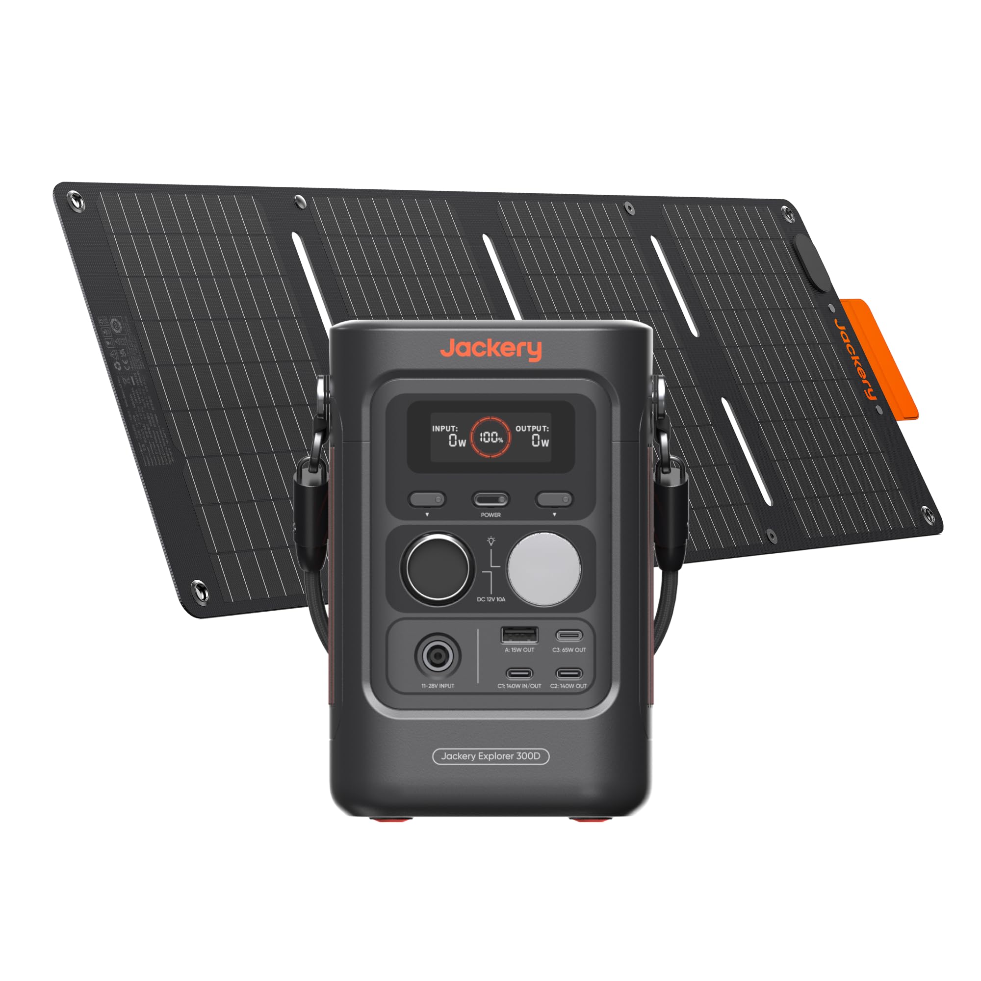 Jackery Solar Generator 300D, 288Wh LiFePO4 Portable Power Station with 40W Solar Panel, 300W DC Output, 140W USB-C Charging Cable Included, for Camping, Travel & Starlink Mini Image
