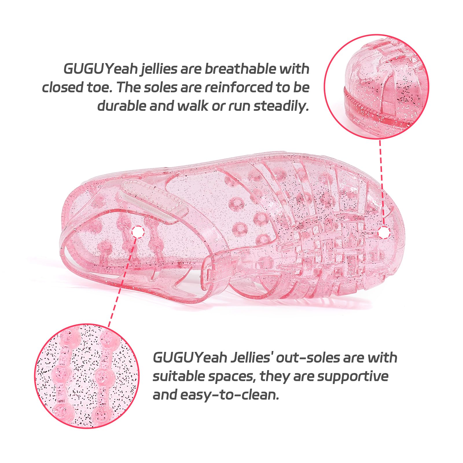 GUGUYeah Jelly Sandals for Girls,Closed Toe Princess Costume Summer Dress Shoes Fisherman Gladiator Water Beach Flat Sandals for Toddler/Little Kid/Big Kid