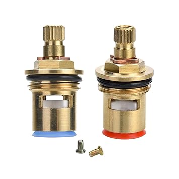 Yizhet 1 Coppia Valvole Di Ricambio In Ottone Ceramica Cartuccia Valvola Quarto Di Giro G1 2 Per Rubinetti Acqua Fredda E Calda Il Rubinetto Della