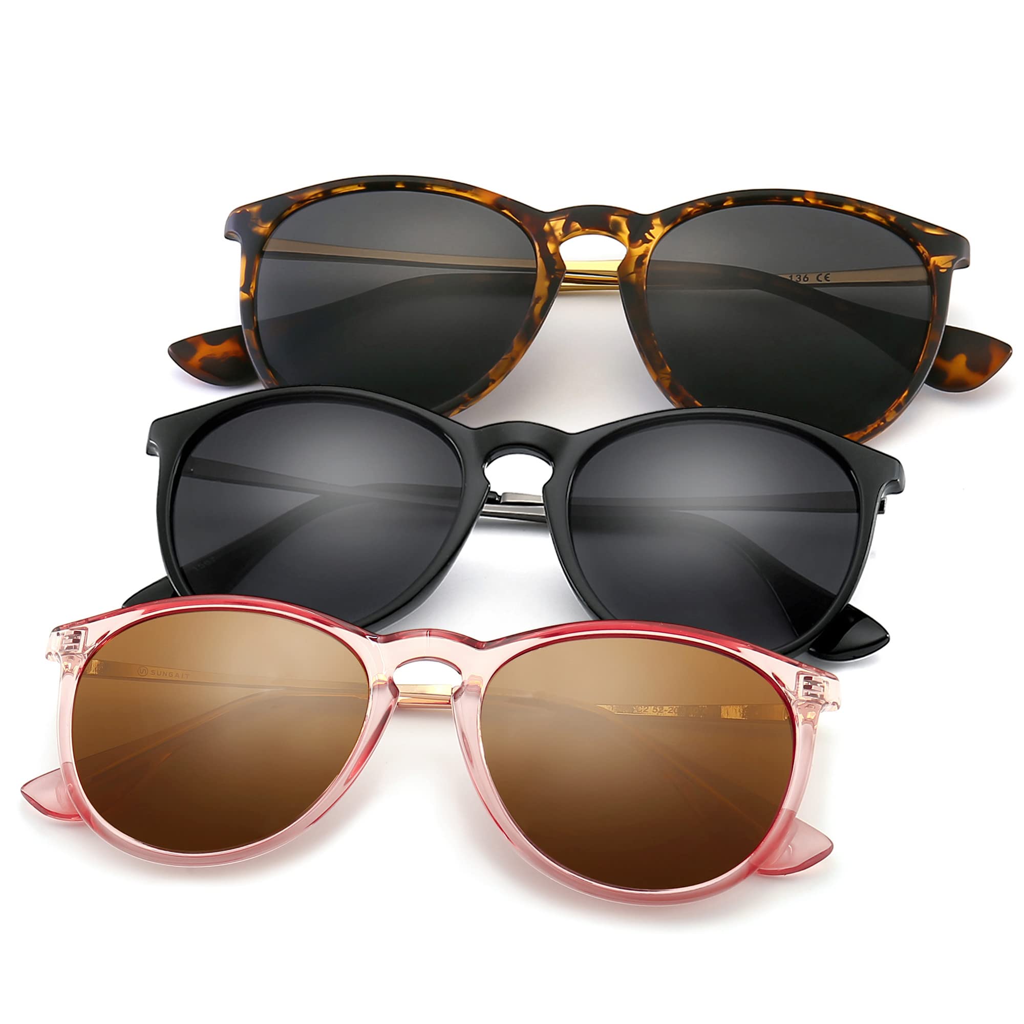 SUNGAIT Vintage Round Sunglasses for Women Men