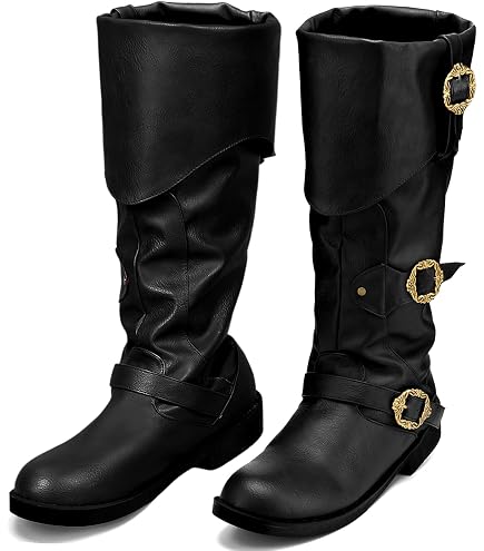 Amazon.com: JUNQIAKO Medieval Pirate Boots Mens Renaissance 